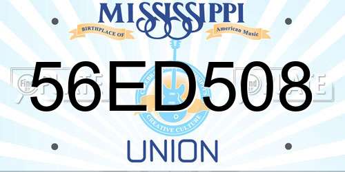 56ED508 Mississippi License Plate