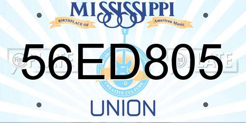 56ED805 Mississippi License Plate