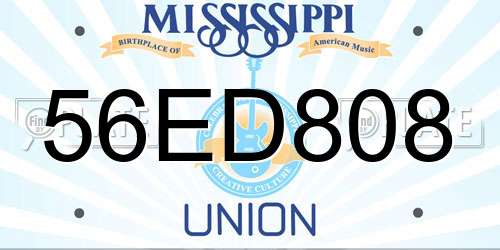 56ED808 Mississippi License Plate