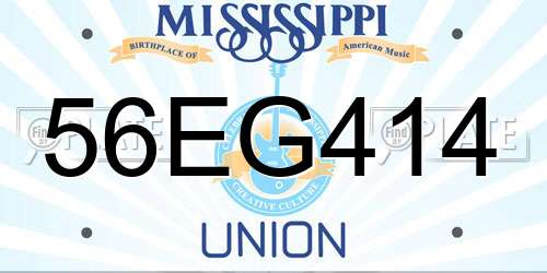 56EG414 Mississippi License Plate