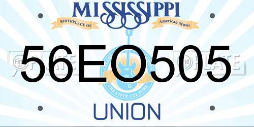 56EO505 Mississippi License Plate