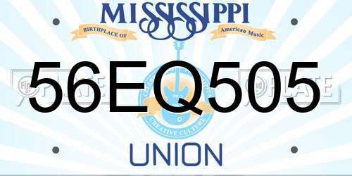 56EQ505 Mississippi License Plate