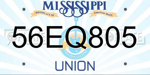 56EQ805 Mississippi License Plate