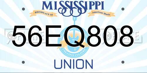 56EQ808 Mississippi License Plate