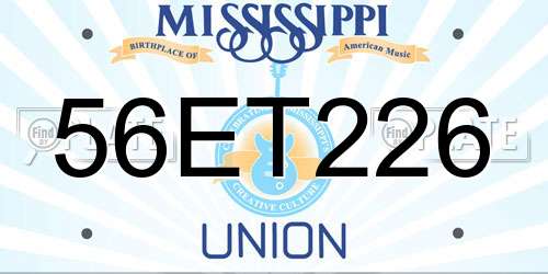 56ET226 Mississippi License Plate