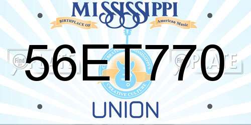56ET770 Mississippi License Plate