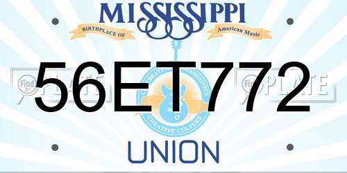 56ET772 Mississippi License Plate