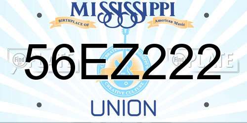 56EZ222 Mississippi License Plate