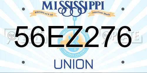 56EZ276 Mississippi License Plate
