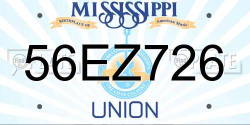 56EZ726 Mississippi License Plate