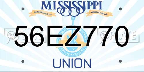 56EZ770 Mississippi License Plate