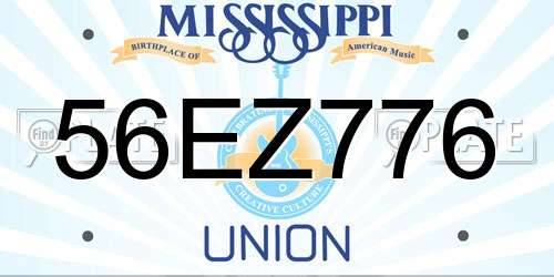 56EZ776 Mississippi License Plate