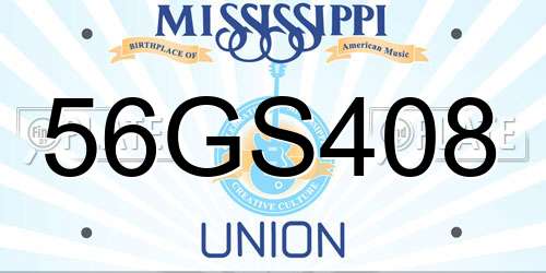 56GS408 Mississippi License Plate