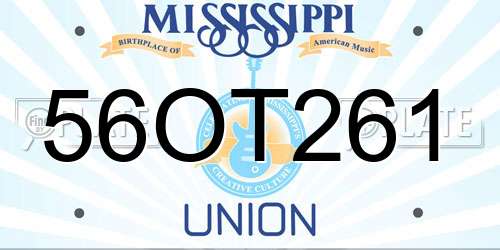 56OT261 Mississippi License Plate