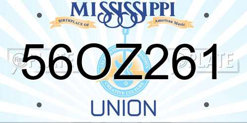 56OZ261 Mississippi License Plate