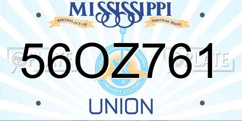 56OZ761 Mississippi License Plate