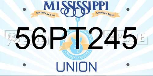 56PT245 Mississippi License Plate