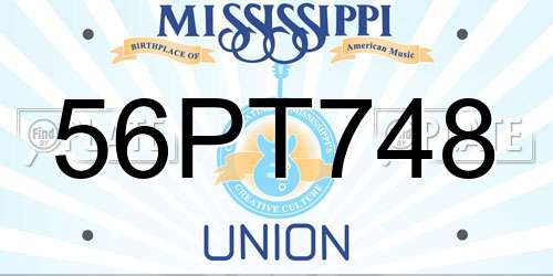 56PT748 Mississippi License Plate