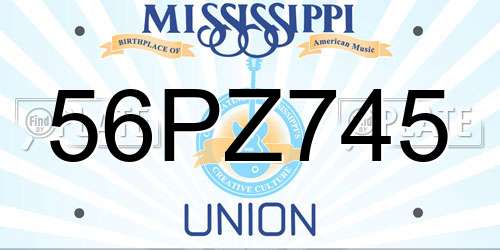 56PZ745 Mississippi License Plate