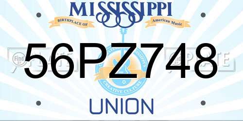 56PZ748 Mississippi License Plate