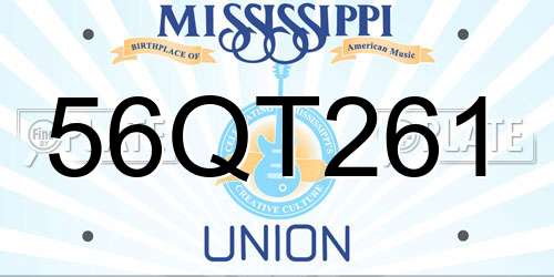 56QT261 Mississippi License Plate