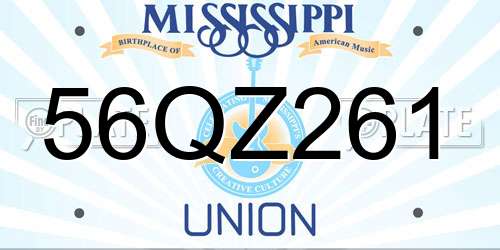 56QZ261 Mississippi License Plate