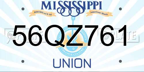 56QZ761 Mississippi License Plate