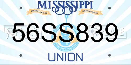 56SS839 Mississippi License Plate
