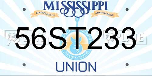 56ST233 Mississippi License Plate