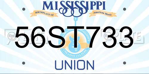 56ST733 Mississippi License Plate