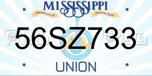 56SZ733 Mississippi License Plate