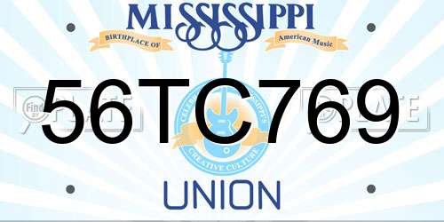 56TC769 Mississippi License Plate