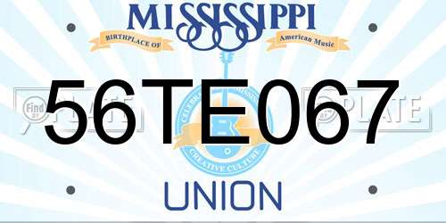 56TE067 Mississippi License Plate