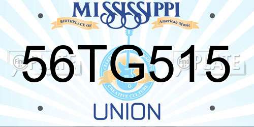 56TG515 Mississippi License Plate