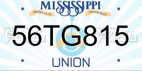 56TG815 Mississippi License Plate