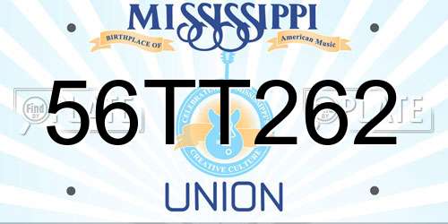56TT262 Mississippi License Plate