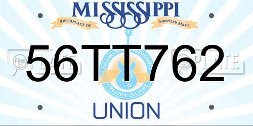 56TT762 Mississippi License Plate