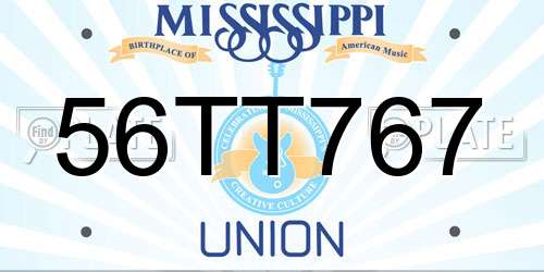 56TT767 Mississippi License Plate