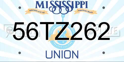 56TZ262 Mississippi License Plate