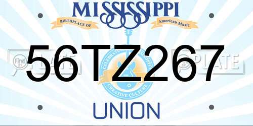 56TZ267 Mississippi License Plate