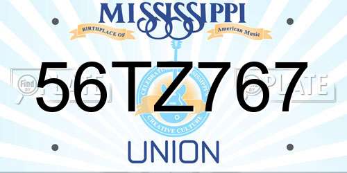 56TZ767 Mississippi License Plate