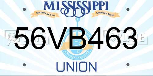 56VB463 Mississippi License Plate