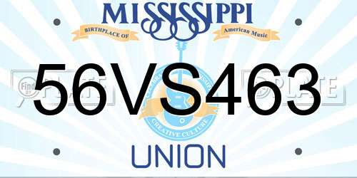56VS463 Mississippi License Plate