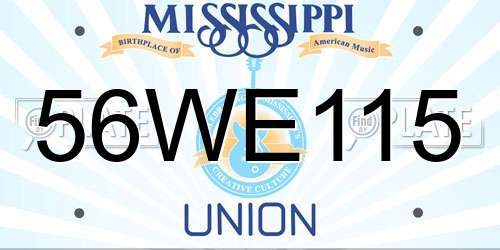 56WE115 Mississippi License Plate