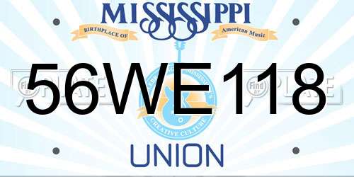 56WE118 Mississippi License Plate