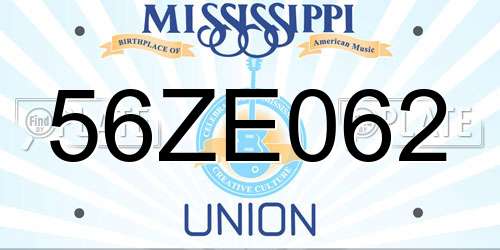 56ZE062 Mississippi License Plate