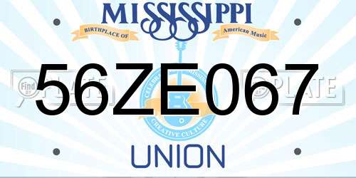 56ZE067 Mississippi License Plate