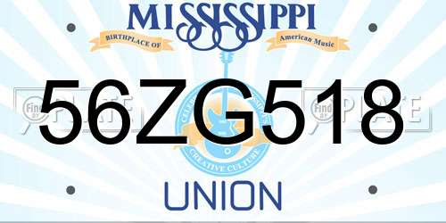56ZG518 Mississippi License Plate