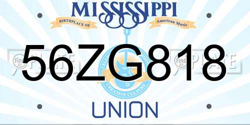 56ZG818 Mississippi License Plate