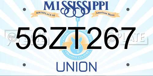 56ZT267 Mississippi License Plate
